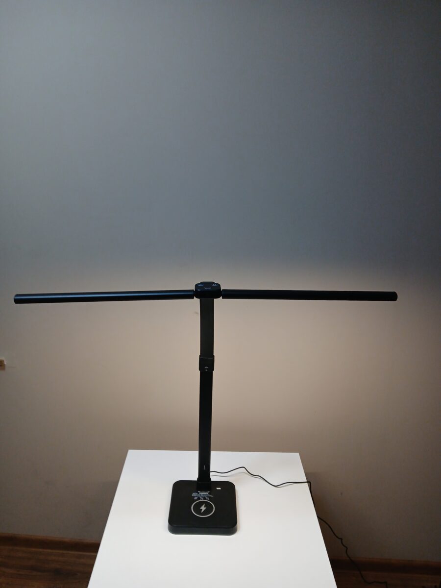 Podwójna Lampka Biurkowa LED 24W + Ładowarka Indukcyjna Qi