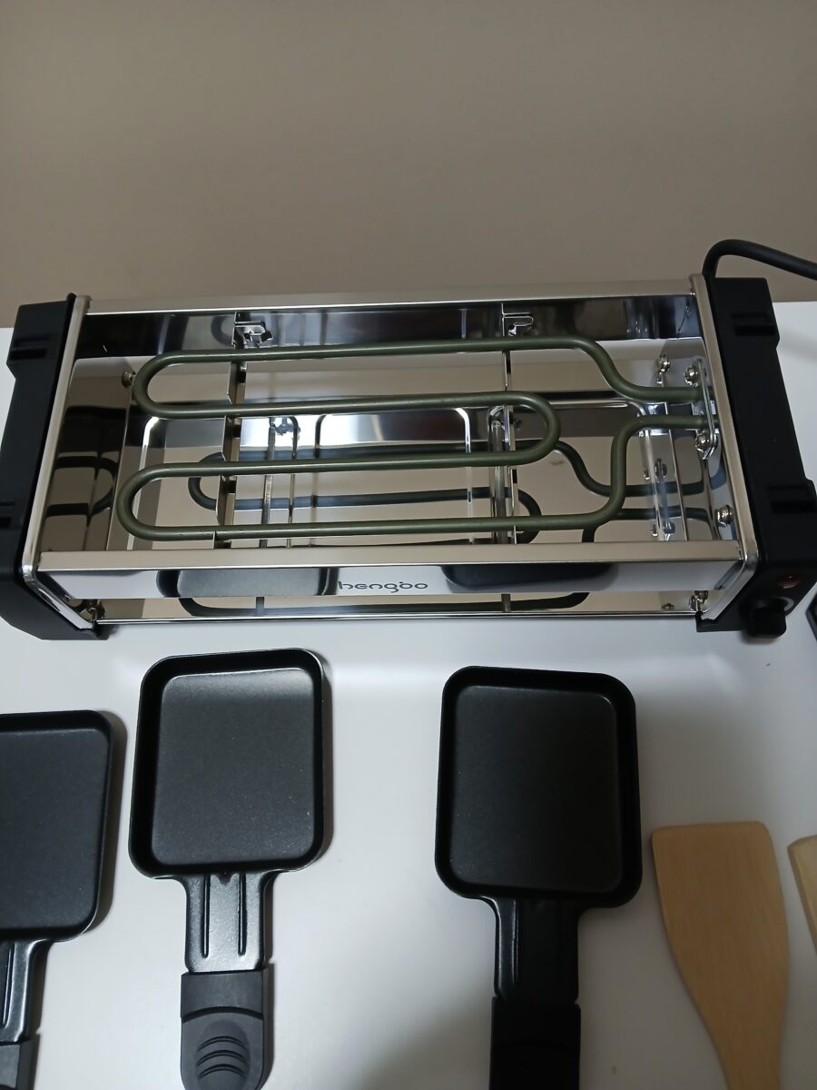 Grill Raclette Hengbo 700W + 3 patelnie + 3 łopatki - obrazek 5