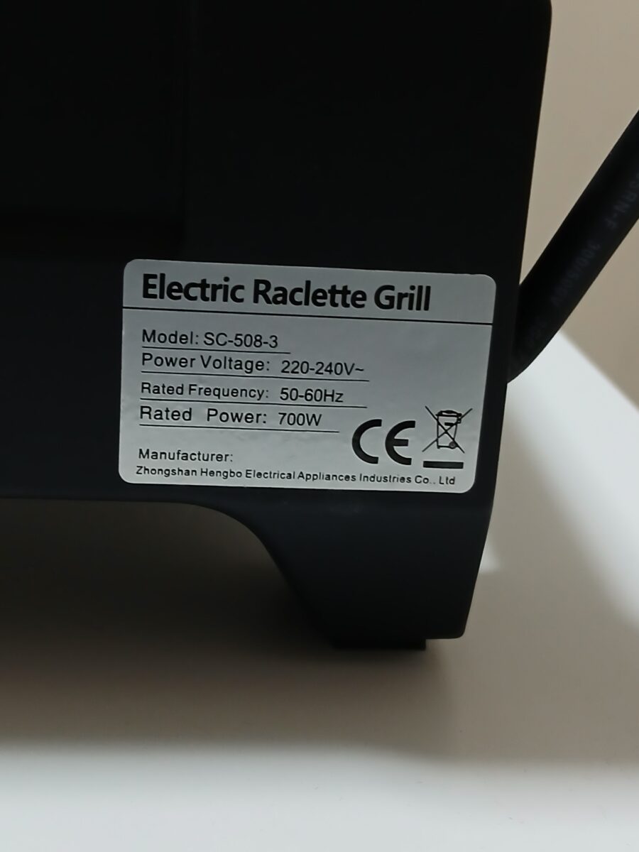 Grill Raclette Hengbo 700W + 3 patelnie + 3 łopatki - obrazek 8