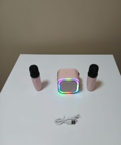 Przenośne karaoke BT K12, 2 bezprzewodowe mikrofony, odświetlenie RGB