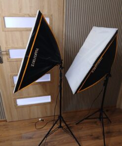 Zestaw oświetleniowy HAKUTATZ VL‑6060 — 2× softbox, statywy, 3× tło (green/black/white), klamry komplet!