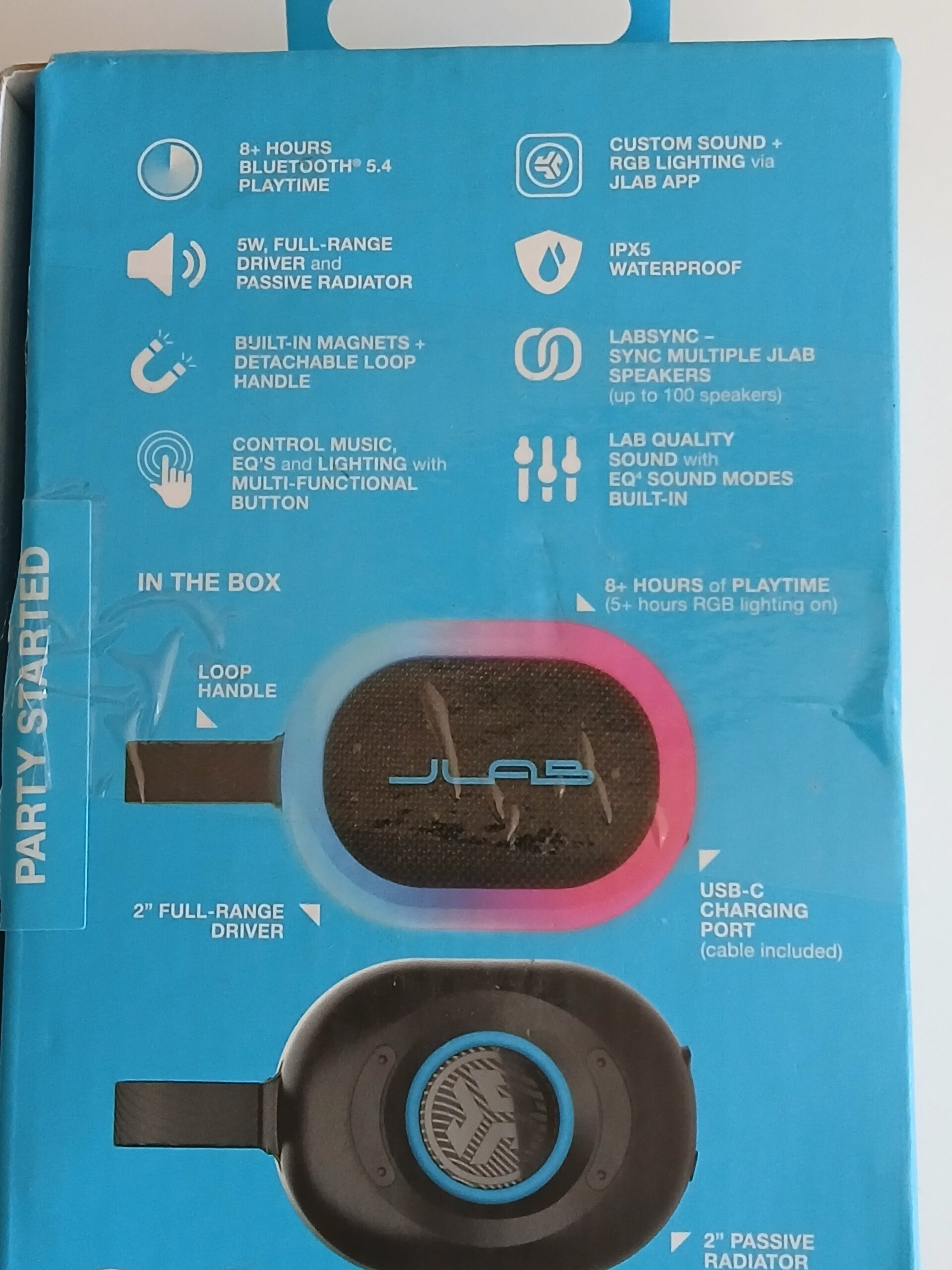 Głośnik bluetooth jlab pop party rgb magnes IPX5 - obrazek 6