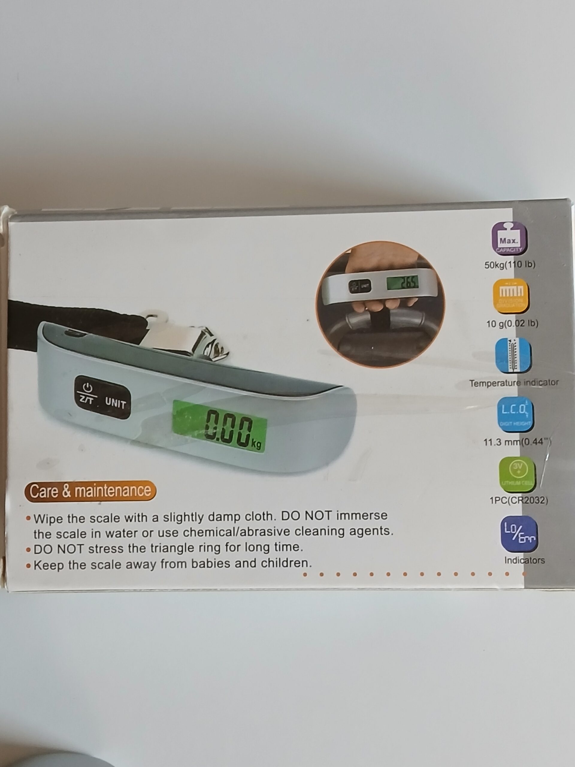 Cyfrowa waga bagażowa wisząca do walizek 50kg LCD podświetlana - obrazek 4