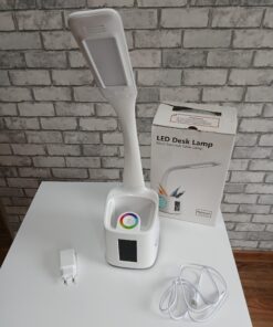 Lampka biurkowa LED zegar termometr przybornik RGB multicolor