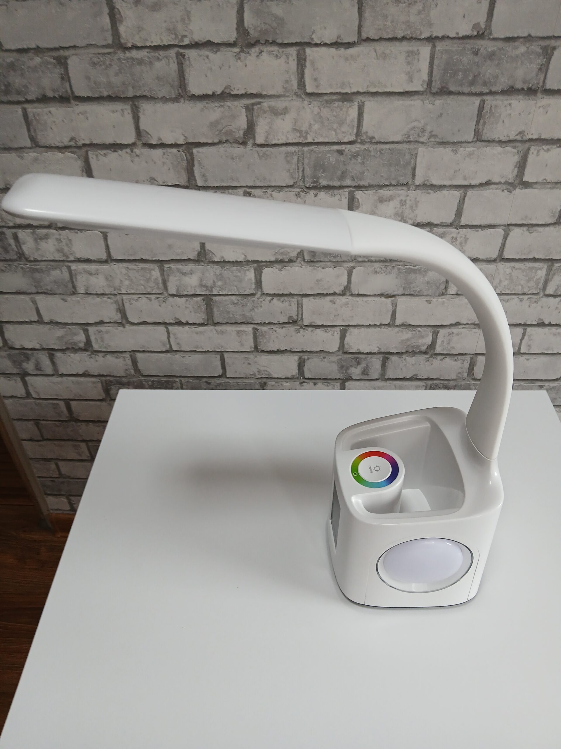 Lampka biurkowa LED zegar termometr przybornik RGB multicolor - obrazek 2