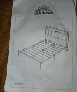 Łóżko metalowe Brinlawb 140x200 z tapicerowanym zagłówkiem i podświetleniem LED / USB - obrazek 7