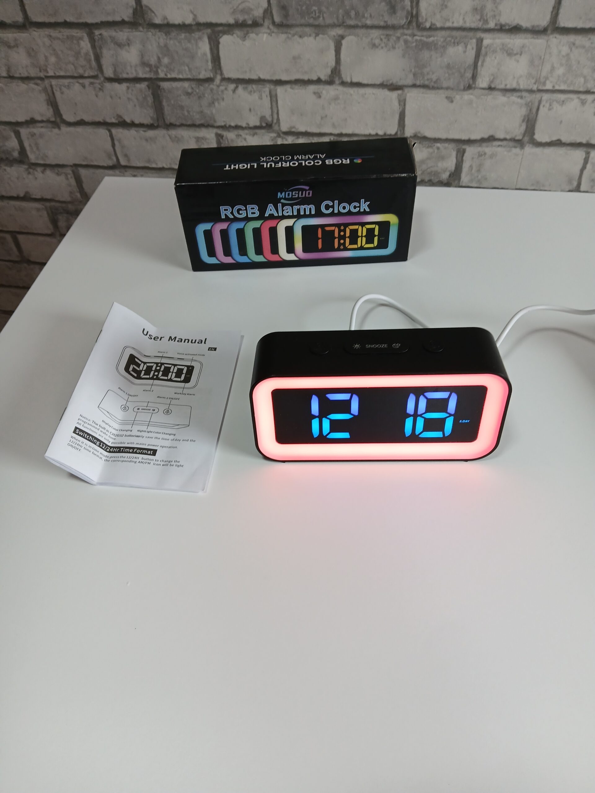 Zegar budzik cyfrowy RGB Mosuo GS-202-2 lampka nocna podświetlenie - obrazek 3