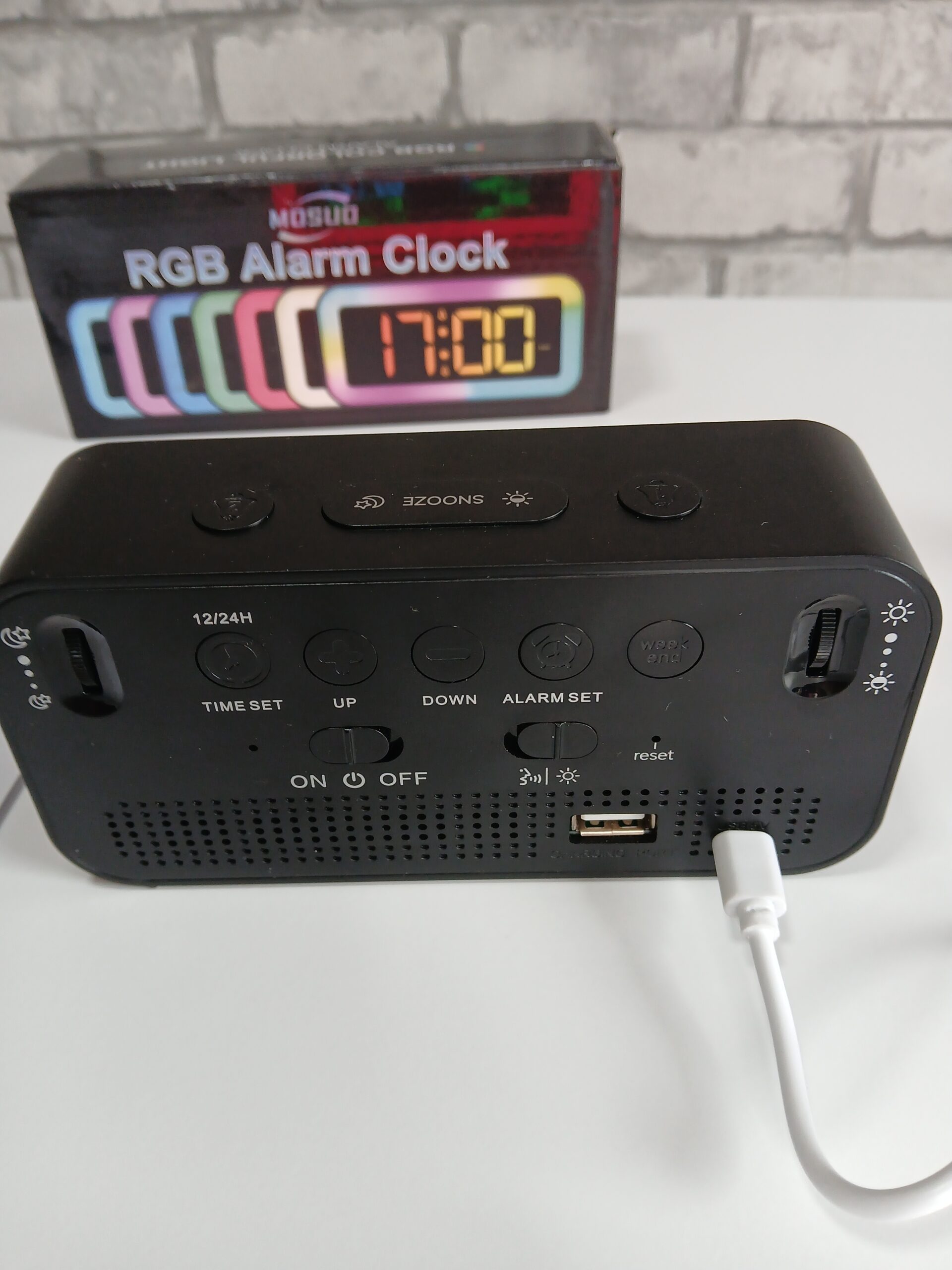 Zegar budzik cyfrowy RGB Mosuo GS-202-2 lampka nocna podświetlenie - obrazek 5