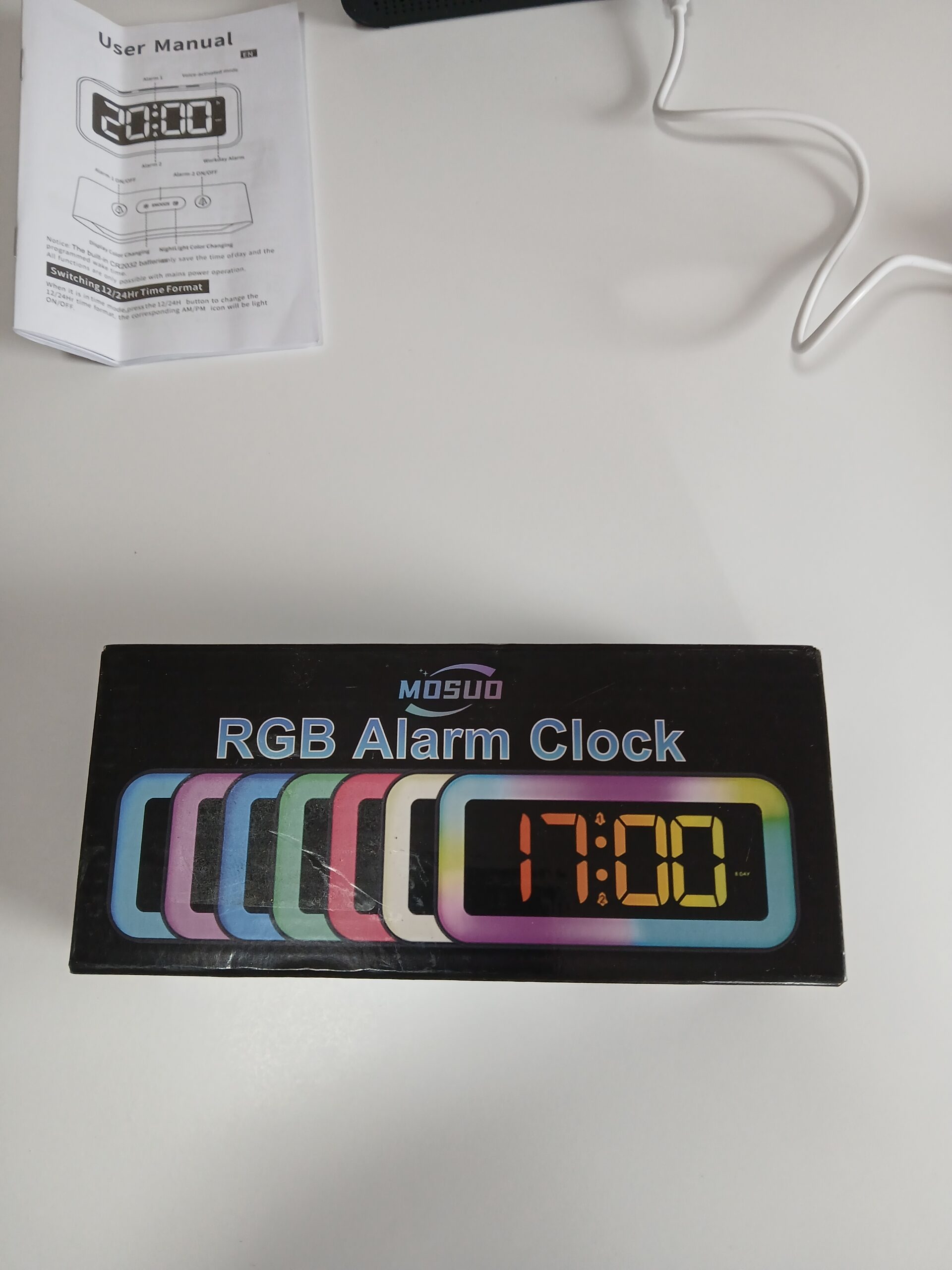 Zegar budzik cyfrowy RGB Mosuo GS-202-2 lampka nocna podświetlenie - obrazek 6