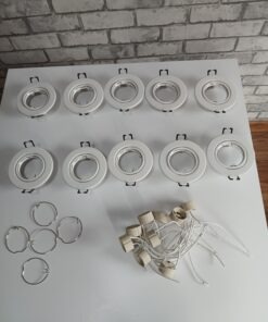 Zestaw 10x oprawa halogenowa podtynkowa ruchoma biała + gniazda GU10 Wonkelly