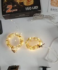 Lampki solarne ogrodowe LED druciki 2 szt. 150 LED 8 trybów - obrazek 4