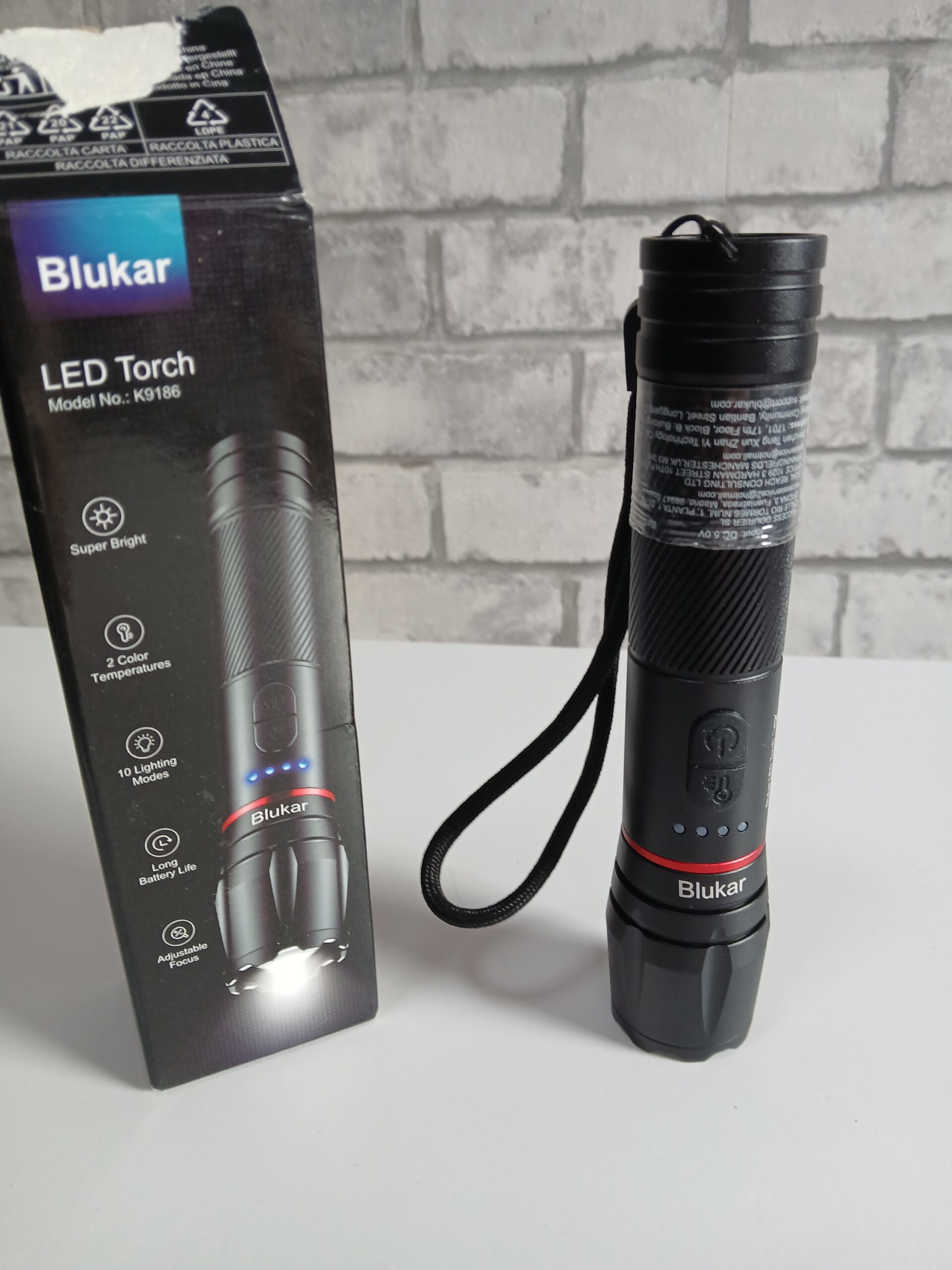 Latarka taktyczna LED Blukar K9186 USB-C zoom 10 trybów - obrazek 3