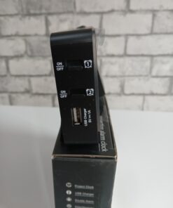 Budzik cyfrowy z projektorem FJ3531 stacja pogody ładowarka USB czarny - obrazek 4