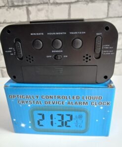 Cyfrowy budzik zegar LCD czujnik zmierzchu termometr kalendarz czarny - obrazek 3
