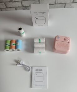 Mini drukarka termiczna Bluetooth różowa LX-D3 + rolki papieru