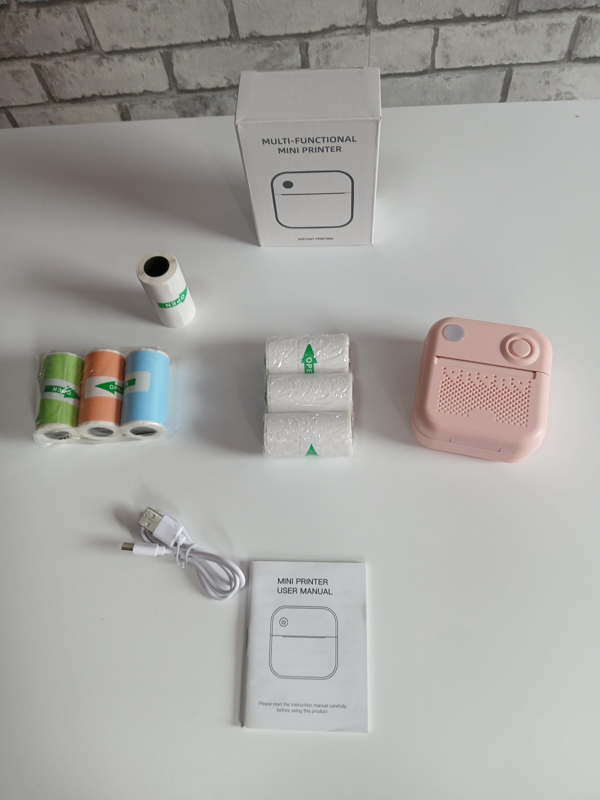 Mini drukarka termiczna Bluetooth różowa LX-D3 + rolki papieru