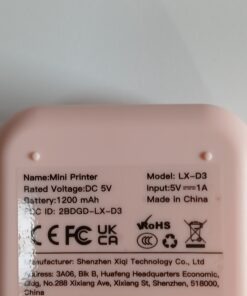 Mini drukarka termiczna Bluetooth różowa LX-D3 + rolki papieru - obrazek 6