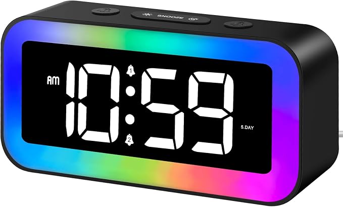 Zegar budzik cyfrowy RGB Mosuo GS-202-2 lampka nocna podświetlenie