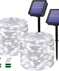 Solarne lampki ogrodowe druciki LED zestaw 2 sztuki biały zimny