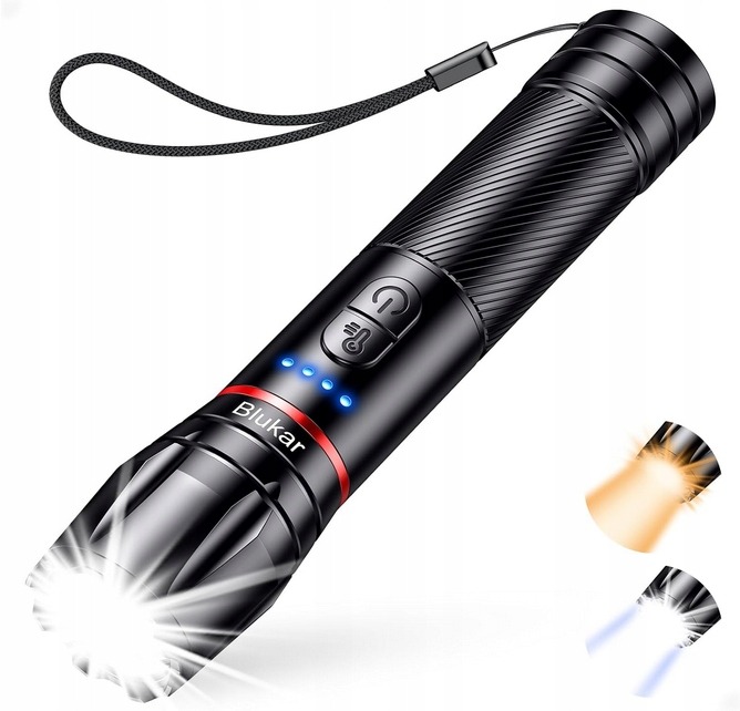 Latarka taktyczna LED Blukar K9186 USB-C zoom 10 trybów