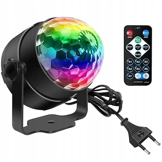 Projektor dyskotekowy kula disco RGB ZQ04001 pilot