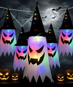 Girlanda świetlna Halloween duszki wkapeluszach czarownicy 5 szt. 3m LED